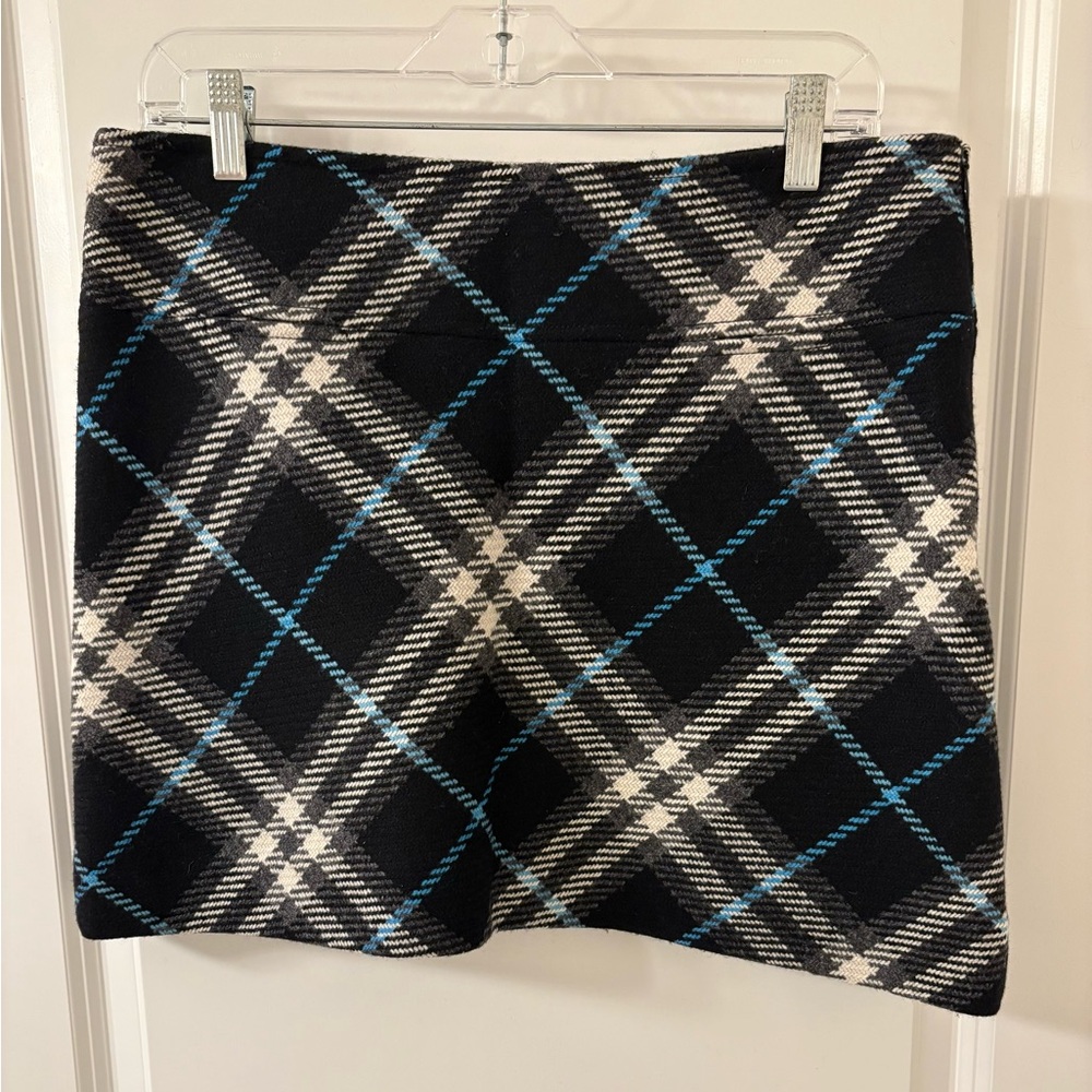 Burberry Black and Blue Plaid Pencil Skirt